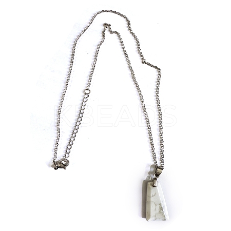 Natural Howlite Trapezoid Pendant Necklaces PW-WG52881-12-1