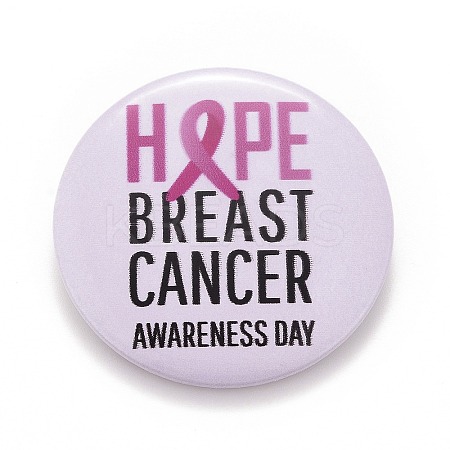 Breast Cancer Awareness Month Tinplate Brooch Pin LS-JEWB-G016-01P-08-1