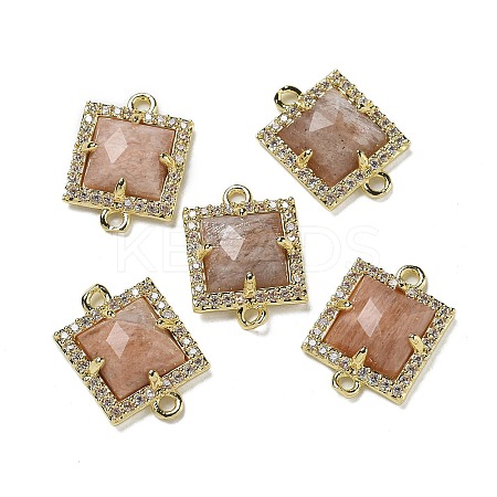 Natural Sunstone Faceted Square Links G-I375-03G-04-1