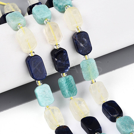 Natural Sodalite & Flower Amazonite & Lemon Quartz Beads Strands G-N358-02A-07-1