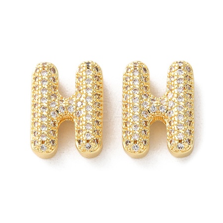 Rack Plating Brass Micro Pave Cubic Zirconia Slide Charms KK-C084-34G-H-1