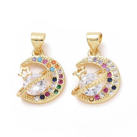 Brass Cubic Zirconia Pendants ZIRC-I062-32G-1