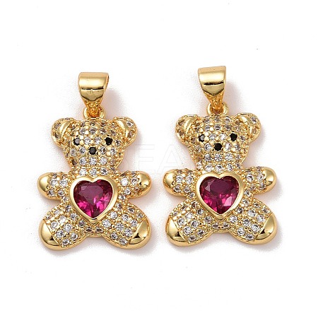 Brass Micro Pave Cubic Zirconia Pendants KK-K258-24F-G-RS-1