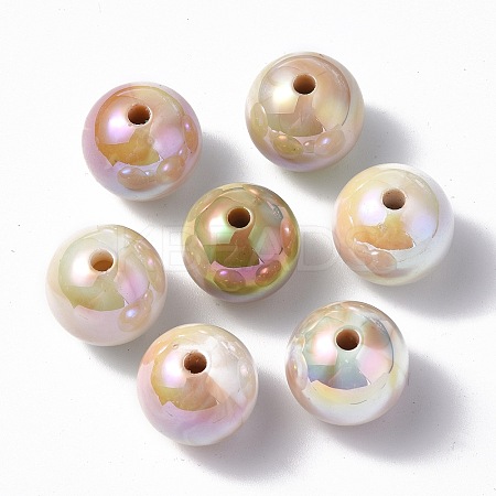 UV Plating Rainbow Iridescent Acrylic Beads PACR-E001-03A-1