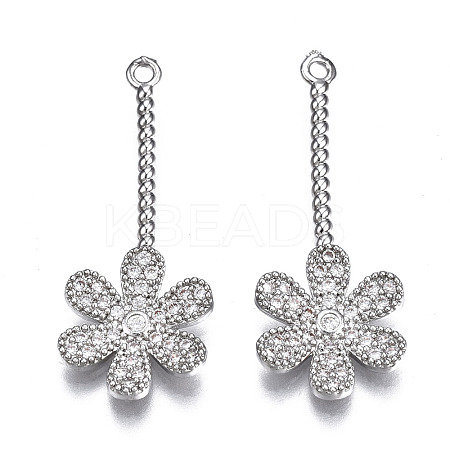Brass Micro Pave Clear Cubic Zirconia Pendants ZIRC-S069-004P-1