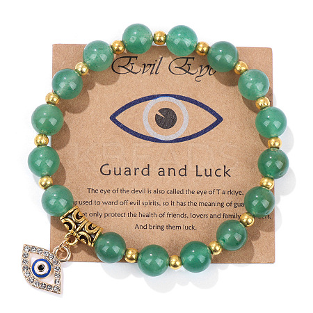Natural Green Aventurine Round Beads Stretch Bracelets FS-WG18FCB-15-1