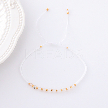 2mm Faceted Opalite Beaded Braided Adjustable Bracelets for Women LS-PF2854-5-1