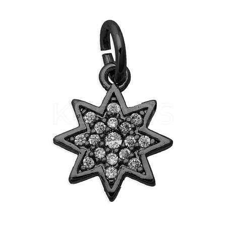 Brass Micro Pave Clear Cubic Zirconia Charms KK-T030-LA844-4X3-1
