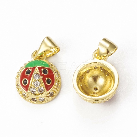 Brass Micro Pave Cubic Zirconia Charms KK-E068-VB322-1