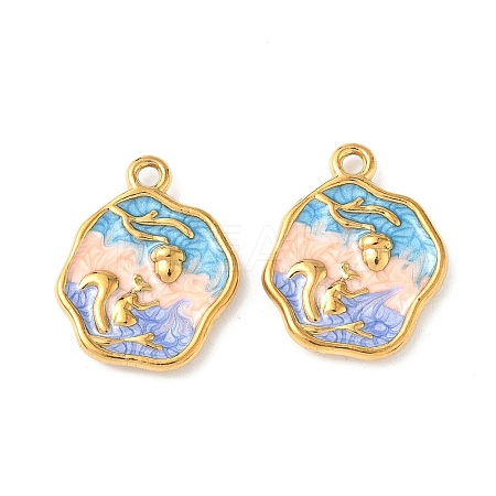 304 Stainless Steel Enamel Pendants STAS-I346-03G-1