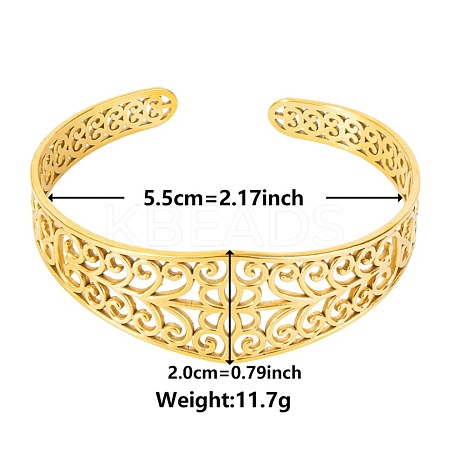 Elegant and Stylish Design Hollow Flower 304 Stainless Steel Cuff Bangles for Women ZU0152-2-1