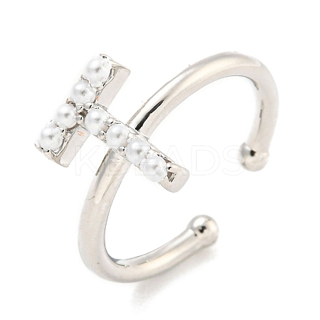 Rack Plating Brass Open Cuff Rings for Women RJEW-F162-01P-T-1