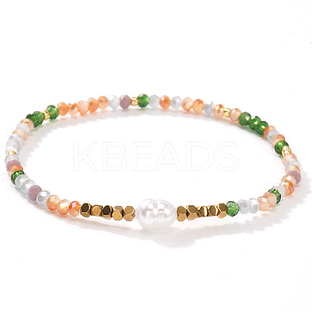 Vintage Elegant Imitation Pearl & Glass Beaded Stretch Bracelet Sets for Women VO3069-2-1
