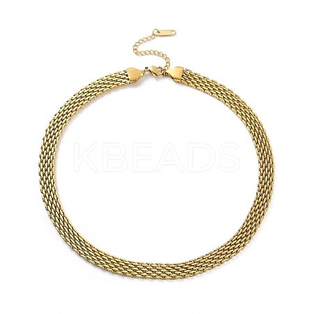 304 Stainless Steel Mesh Chain Necklace for Men Women LS-NJEW-P271-02G-1