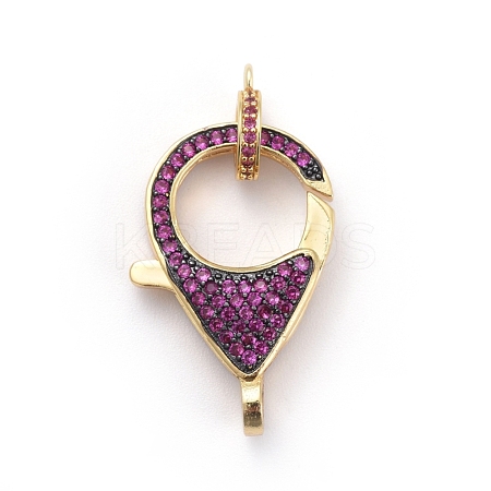 Brass Micro Pave Cubic Zirconia Lobster Claw Clasps ZIRC-K081-95G-03-1