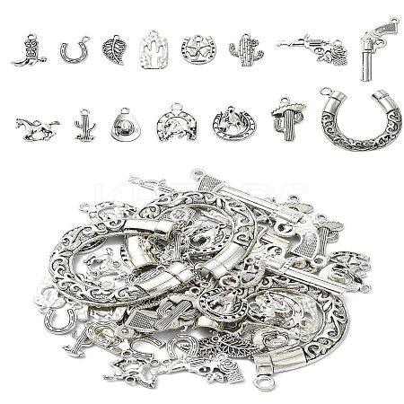 60Pcs 15 Styles Tibetan Style Alloy Pendants FIND-YW0004-82-1