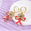 Brass Clear Cubic Zirconia Hoop Earrings EJEW-Q042-03A-G-3