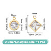 16Pcs 4 Style 304 Stainless Steel Rhinestone Charms STAS-UN0055-94-2
