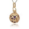 Golden Tone Brass Hollow Round Cage Pendants KK-J216-14G-2