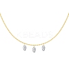 Clear Cubic Zirconia 3 Oval Pendant 925 Sterling Silver Cable Chain Necklaces for Women NJEW-S457-07G-3