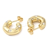 Rack Plating Brass Round with Heart Stud Earrings with Cubic Zirconia EJEW-E290-03G-2
