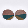 Tri-color Resin & Walnut Wood Pendants RESI-S358-75A-2