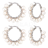 4 Pairs Natural Pearl Braided Hoop Earrings EJEW-UN0002-10-1