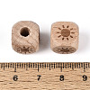 Laser Engraved Beech Wood European Beads WOOD-T033-08A-3