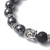 Non-Magnetic Synthetic Hematite & Natural Lava Rock Beads Braided Bead Bracelets BJEW-JB12611-01-3