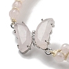 Natural Rose Quartz Braided Round Bead Bracelets BJEW-K251-06E-3