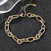 304 Stainless Steel Figaro Chains Bracelet for Women BJEW-Z140-03G-1