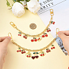 2Pcs 2 Styles Alloy Enamel Red Cherry Charm Brass Bag Decorative Chains HJEW-SC0002-63-4