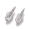 Tibetan Style Alloy Feather Pendants TIBEP-0377-AS-LF-2