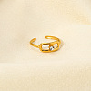 Fashionable Stainless Steel Clear Cubic Zirconia Hollow Rectangle Cuff Rings for Women LS-XE1808-4