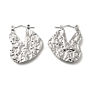 304 Stainless Steel Groove Heart Hoop Earrings for Women EJEW-S227-65P-1