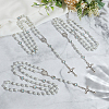 3Pcs 3 Colors Imitation Pearl Rosary Bead Necklaces NJEW-GO0001-17-4