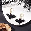 Halloween Theme Bat Handmade Glass Seed Beads Leverback Earrings EJEW-MZ00475-1