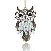 Antique Silver Tone Alloy Acrylic Rhinestone Bird Pendants RB-J254-01AS-1
