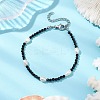 Natural Black Spinel &  Cultured Freshwater Pearl  Beads Beaded Bracelets for Woman BJEW-JB11268-1