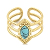 Ion Plating(IP) 304 Stainless Steel Synthetic Turquoise Cuff Rings G-Z056-03G-03-2