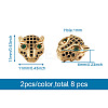8Pcs 4 Colors Brass Micro Pave Black & Green Cubic Zirconia KK-KS0001-19-6