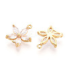 Brass Pave Clear Cubic Zirconia Connector Charms KK-T078-03G-04-2