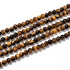 Natural Frosted Tiger Eye Round Bead Strands G-M064-4mm-02-1