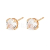 Flat Round Brass Pave Cubic Zirconia Stud Earrings for Women EJEW-G428-29A-02-4