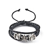 PU Leather & Waxed Cords Triple Layer Multi-strand Bracelets BJEW-G709-01B-1