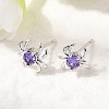 Spider Brass Micro Pave Cubic Zirconia Stud Earrings EJEW-L306-04P-01-3