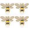 4Pcs Bees Alloy Glass Brooch JEWB-ME0001-18-1