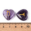 25Pcs Natural Amethyst Heart Rune Stones with Elder Futhark Alphabet Engraved G-T144-02A-3