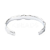 Non-Tarnish 304 Stainless Steel Textured Open Cuff Bangles for Women LS-STAS-B068-02P-3