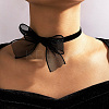 1Pc Gauze Bowknot Fabric Choker Necklaces for Women NJEW-CP0001-06B-4